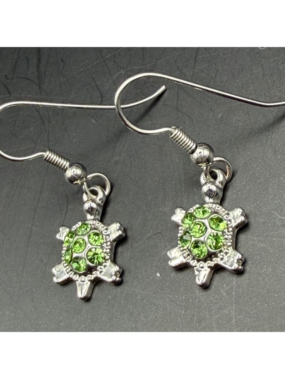 Pandora Swarowski Peridot Green Turtle Dangle Earrings